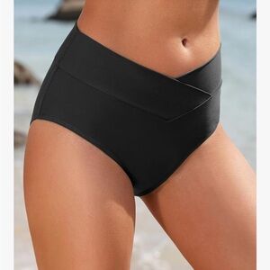 ☀️⛱️👙 Black V Cut Performance Full Coverage Bikini Swimwear 🏖️🩱🏝️